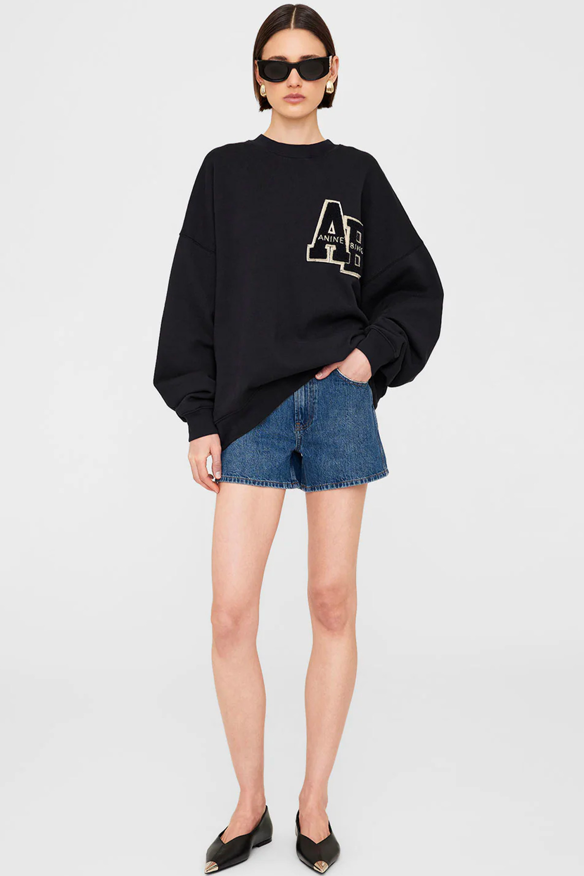 anine bing sweatshirt miles oversized letterman