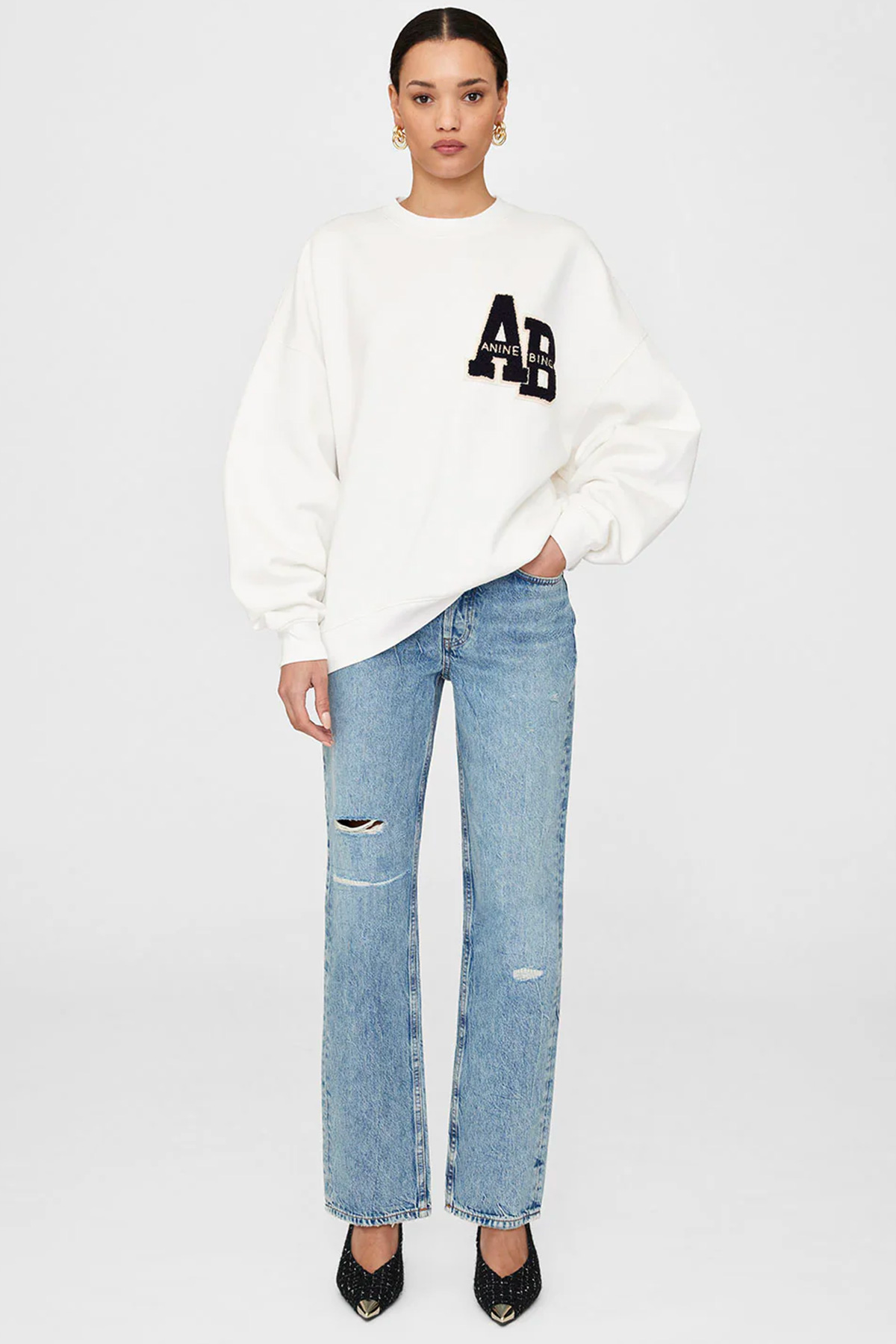 anine bing sweatshirt miles oversized letterman