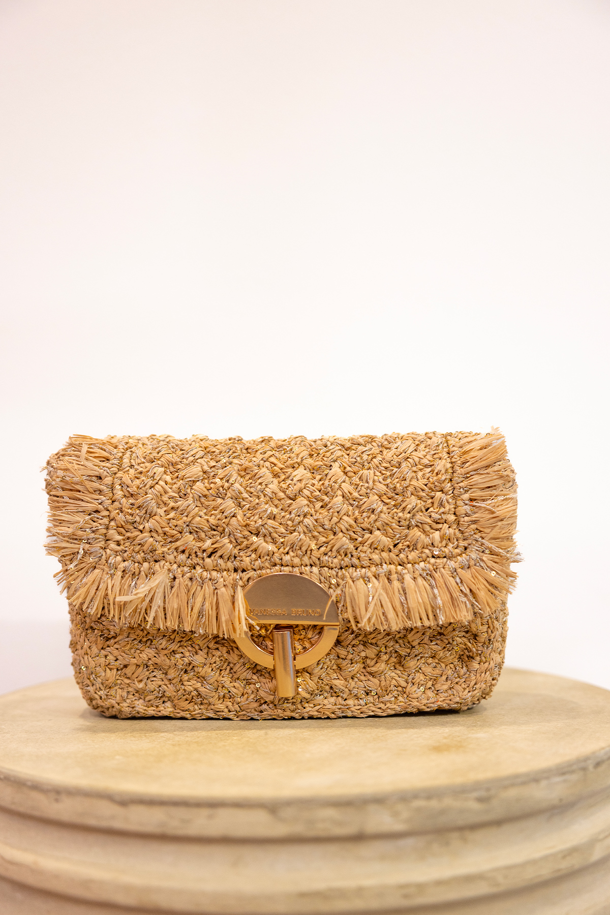 vanessa bruno sac moon moyen raphia et sequins