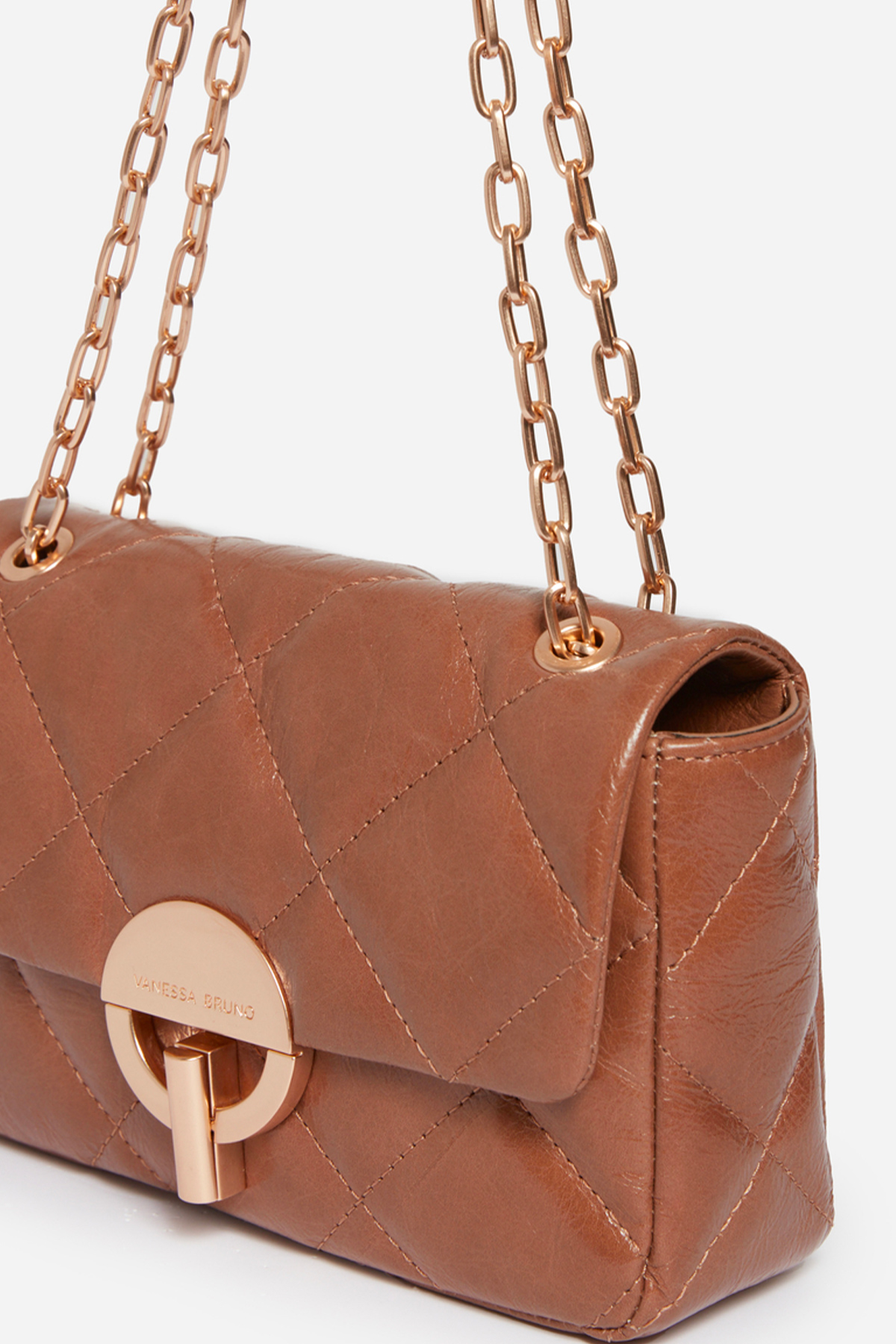 vanessa bruno sac moyen moon cuir marron glacé