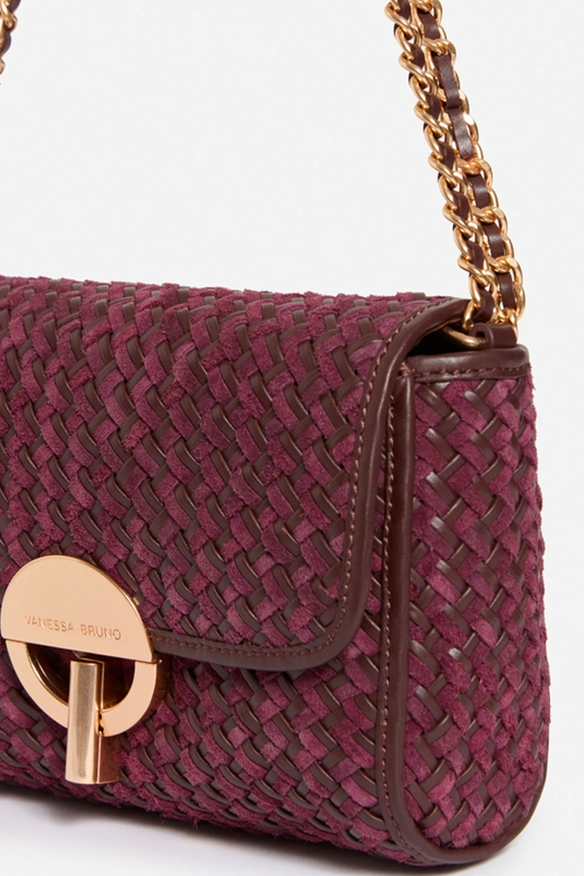 vanessa bruno sac moyen moon cuir velours tresse