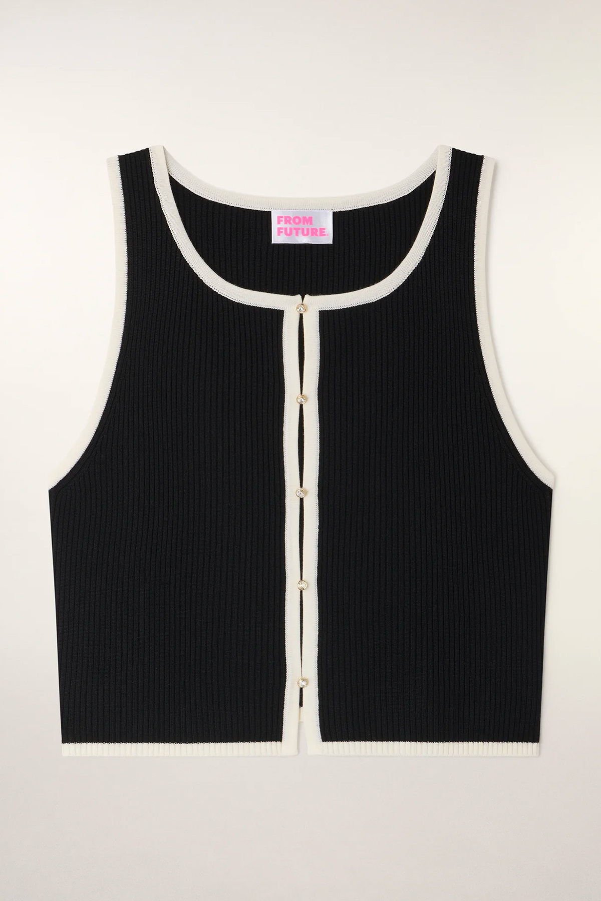 from future top sans manches boutons strass