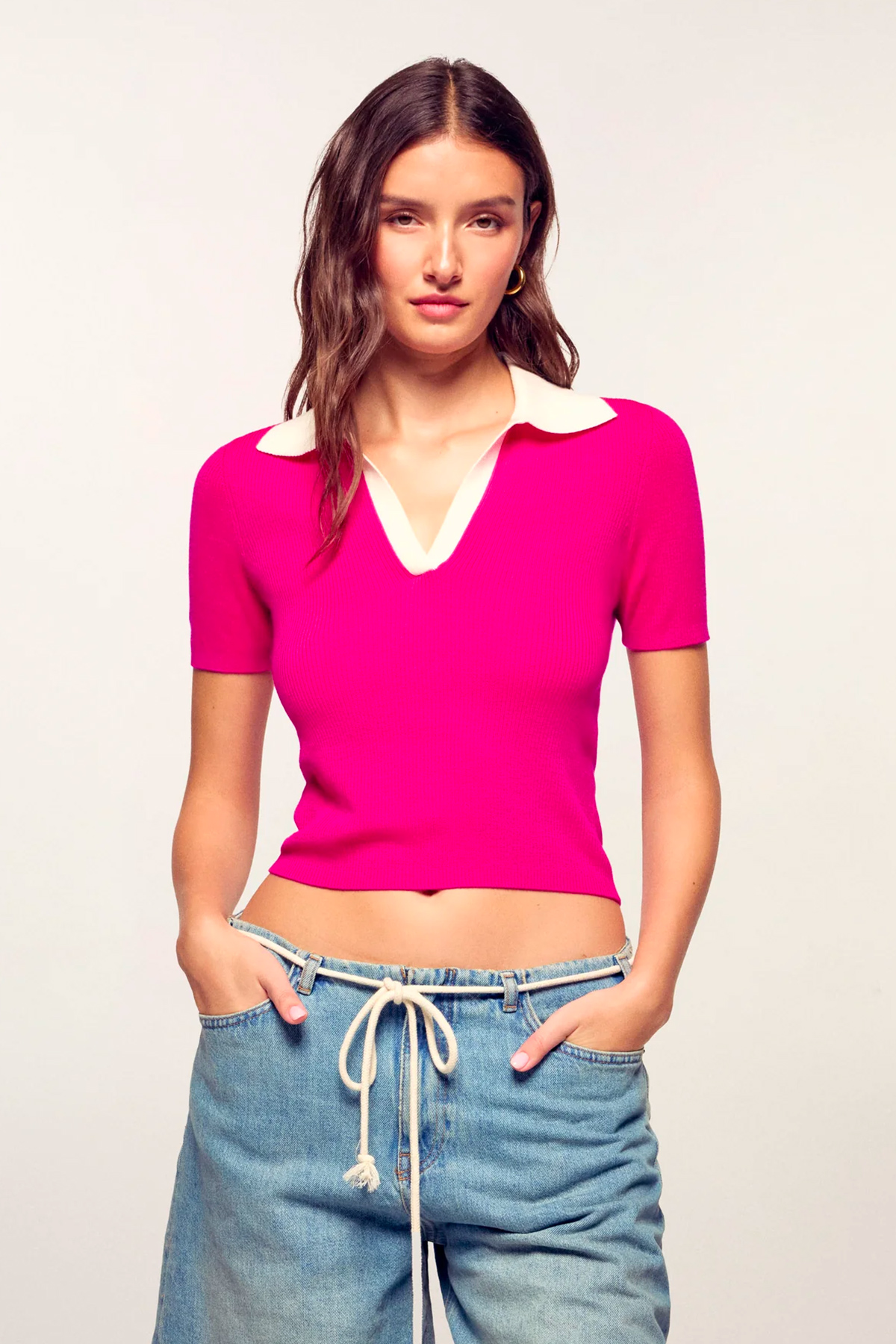 from future pull col polo crop bicolore from future pull col polo crop bicolore