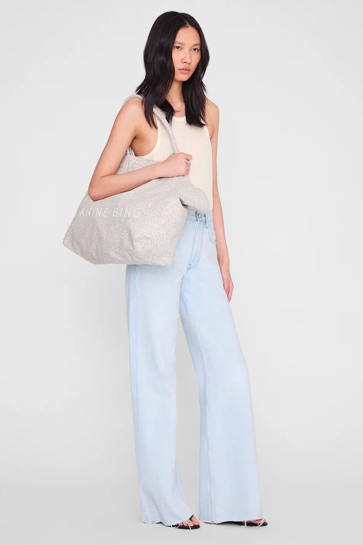 anine bing tote bag leo canvas