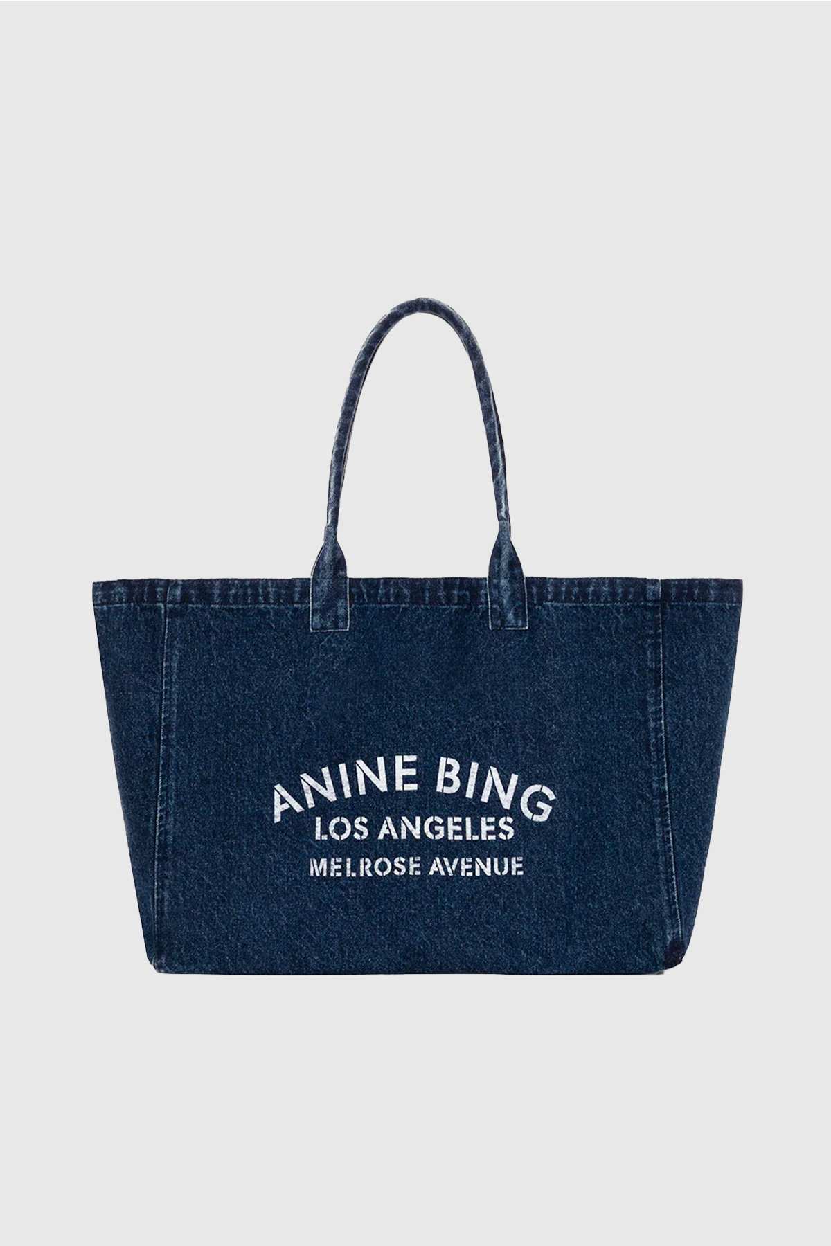 anine bing tote bag leo denim